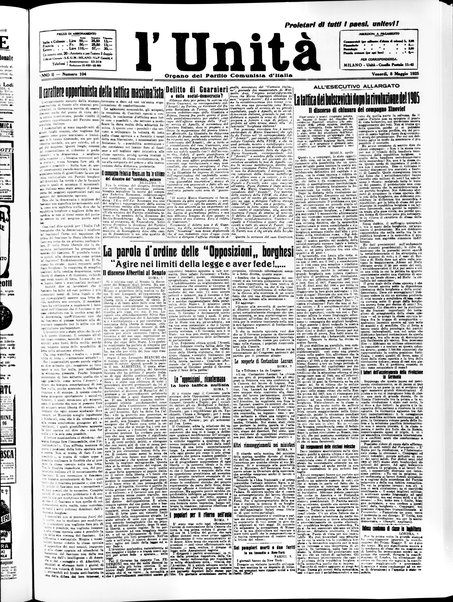 L'Unità : quotidiano degli operai e dei contadini